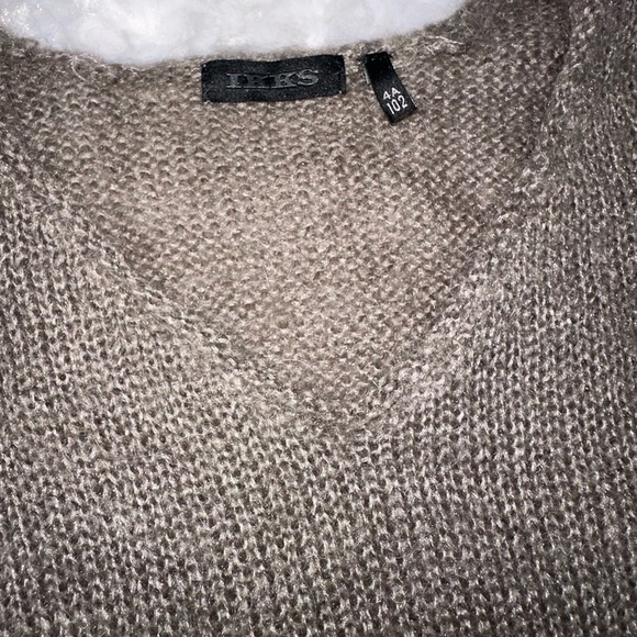 IKKS Girls Light Brown Elbow Patch V neck Knit Sweater & Skirt Set - Picture 3 of 12